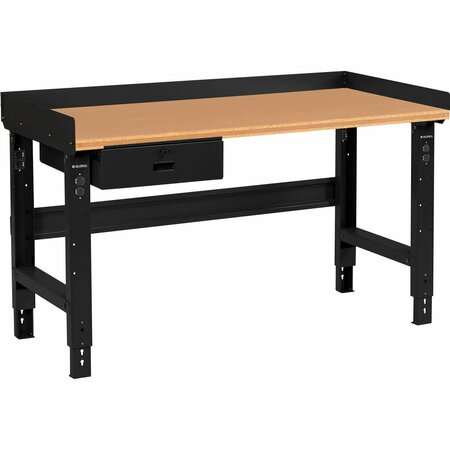 GLOBAL INDUSTRIAL 48 x 30 Adj Height Workbench w/Drawer, Black- Shop Top Square Edge Top 319073ABK